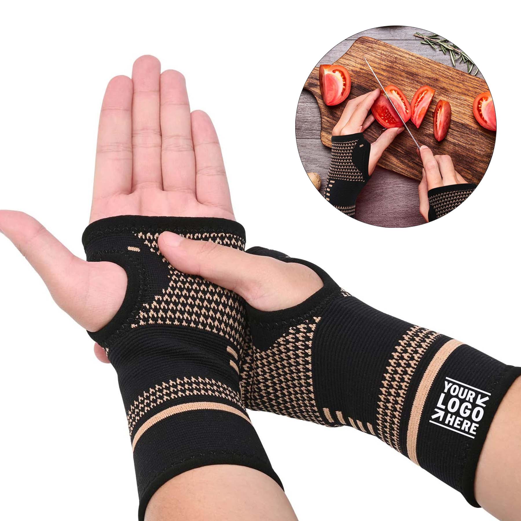1 Pair Women and Men Copper Wrist Compression Sleeves 2