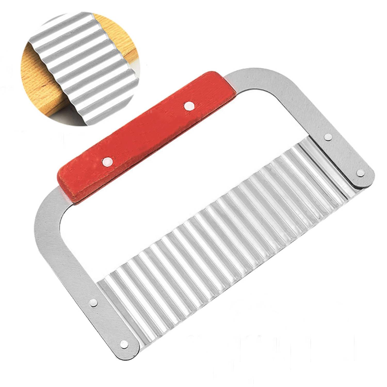 Stainless Steel Wavy Potato Crinkle Cutter, custom kitchen gadget with logo imprint 6