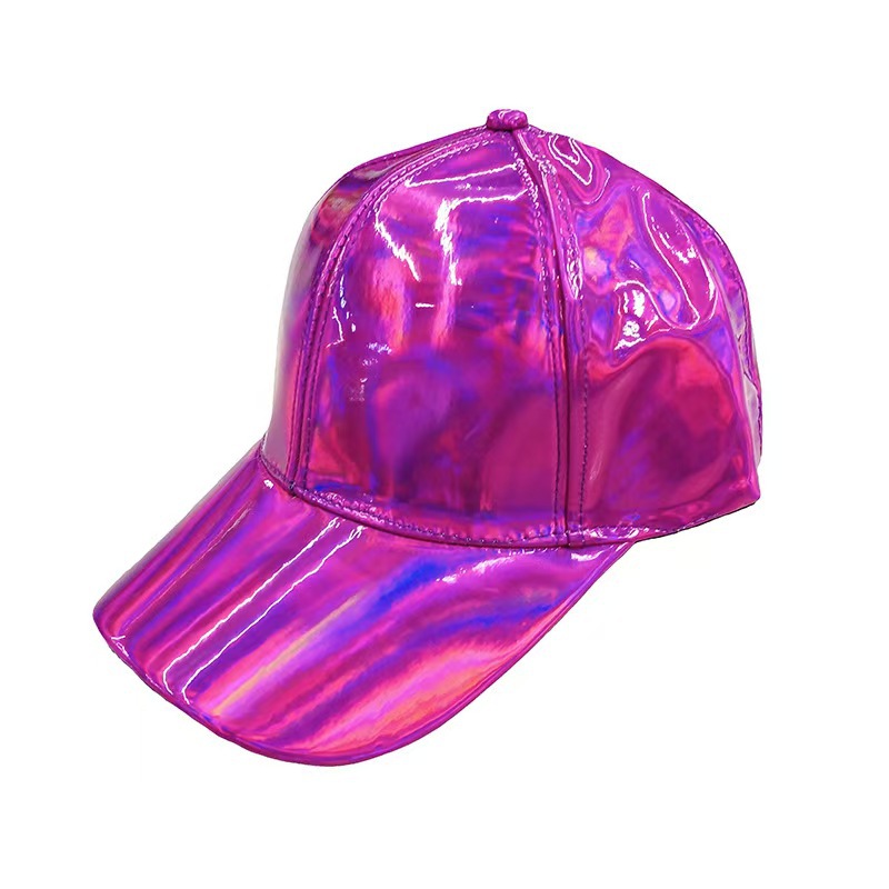 Shiny Metallic PU Baseball Cap Holographic Hip Hop Hat 1