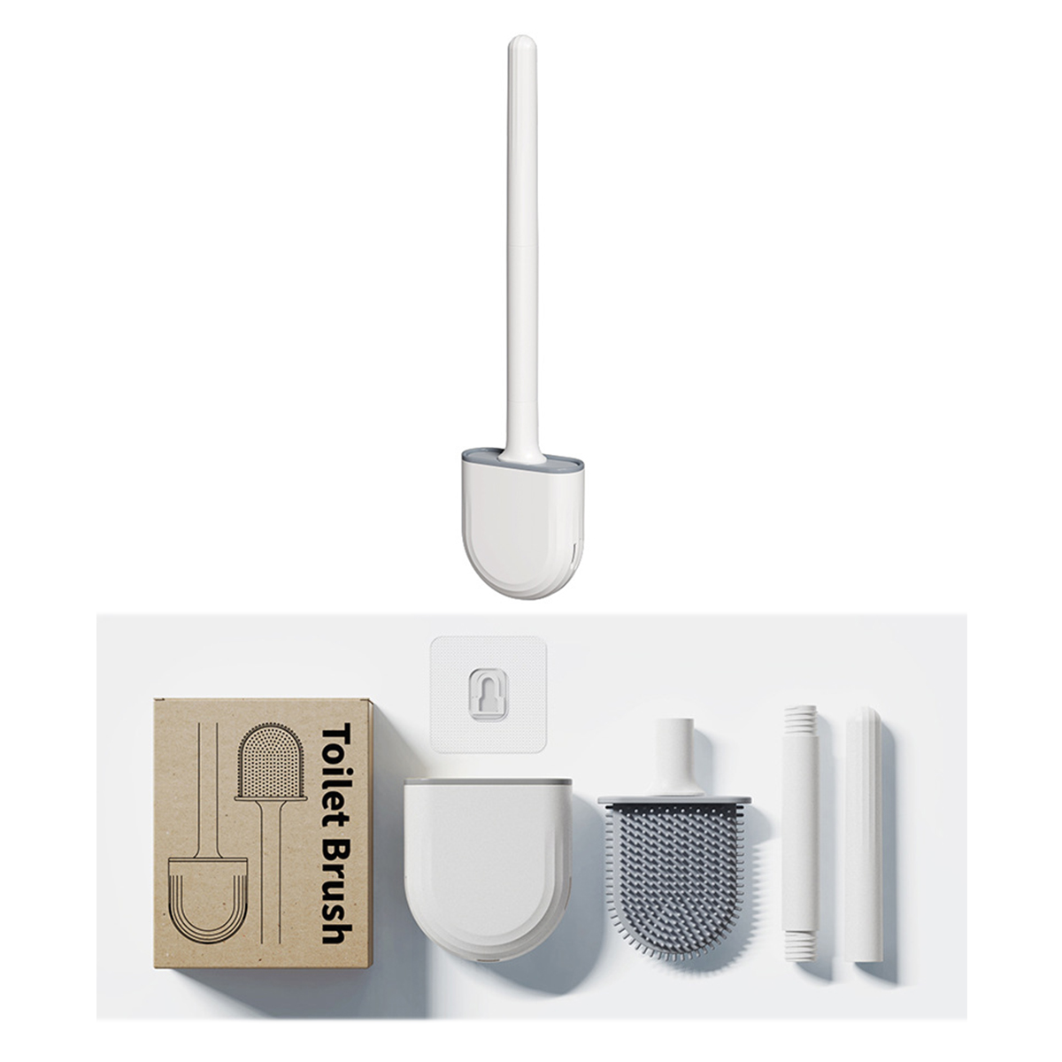 Mini Wall Mounting Toilet Brush and Holder Set 2
