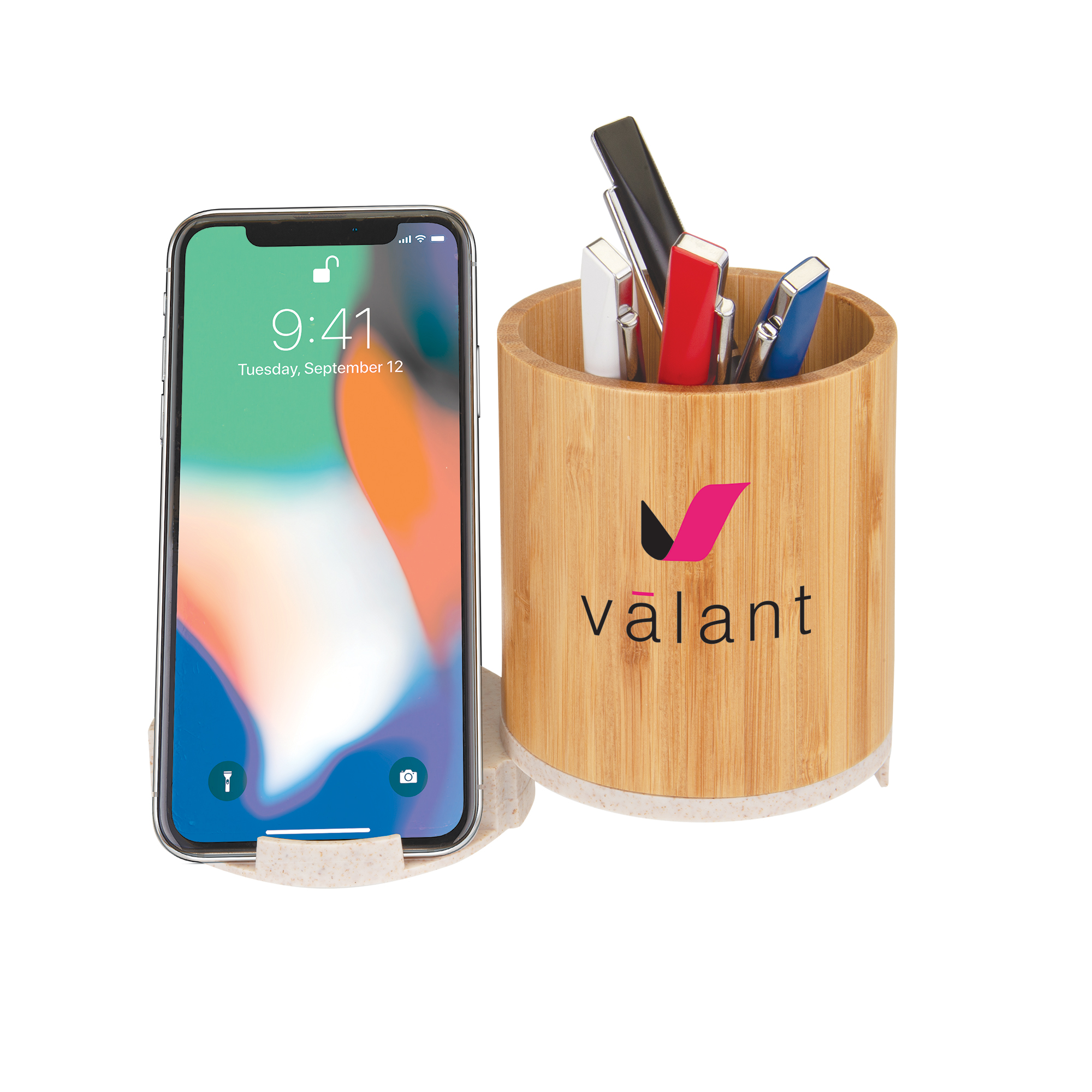 Bamboo Pen Cup w/ 10W Wireless Charger 4