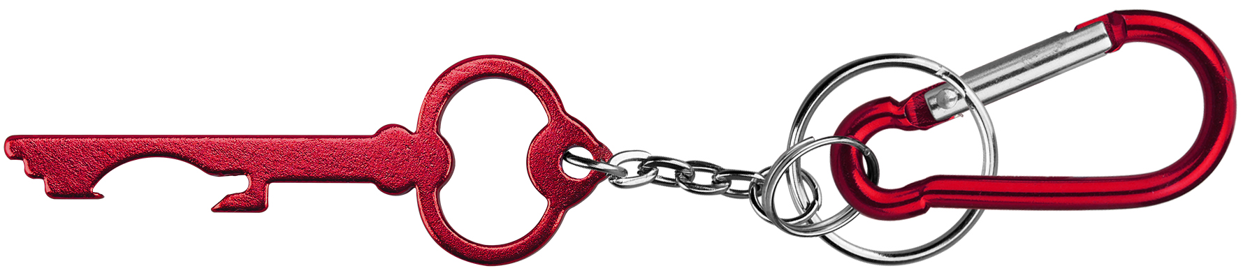 Key Shaped Aluminum Bottle Opener with Key Chain & Carabiner 1