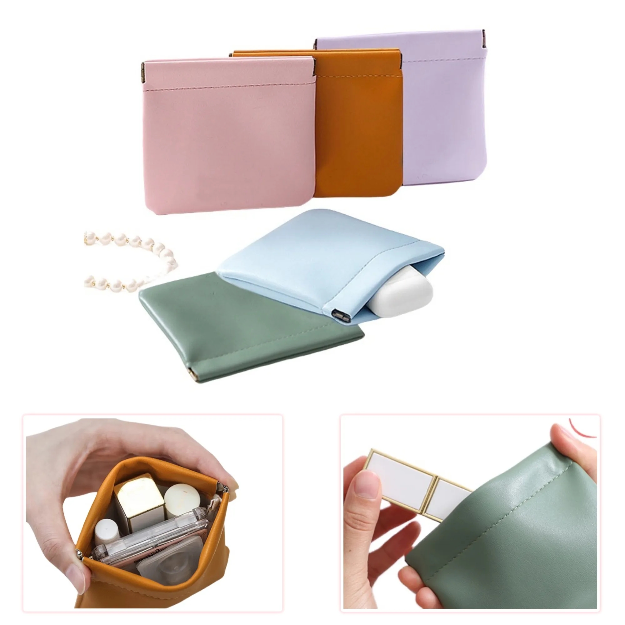 Leather Squeeze Coin Purse Pouch 2