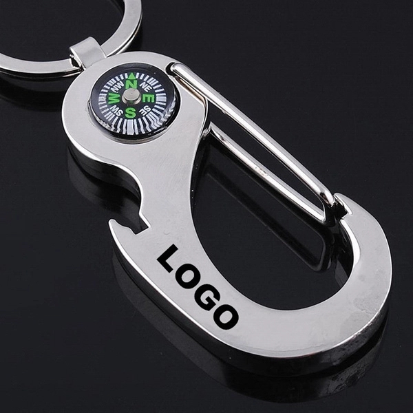Metal Carabiner Key Chain with Compass 2