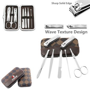 6 Pieces Manicure Set With Golden PU Leather Case 7