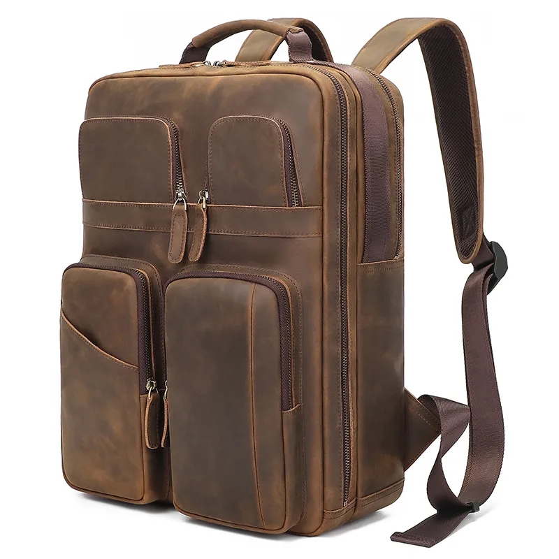Vintage Genuine Leather 15.6 Inch Laptop Backpack 6
