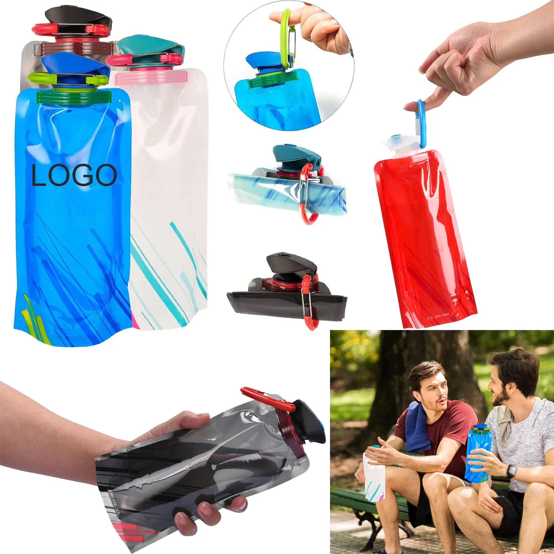 24oz Large Foldable Water Bottle with Leakproof Lid 6