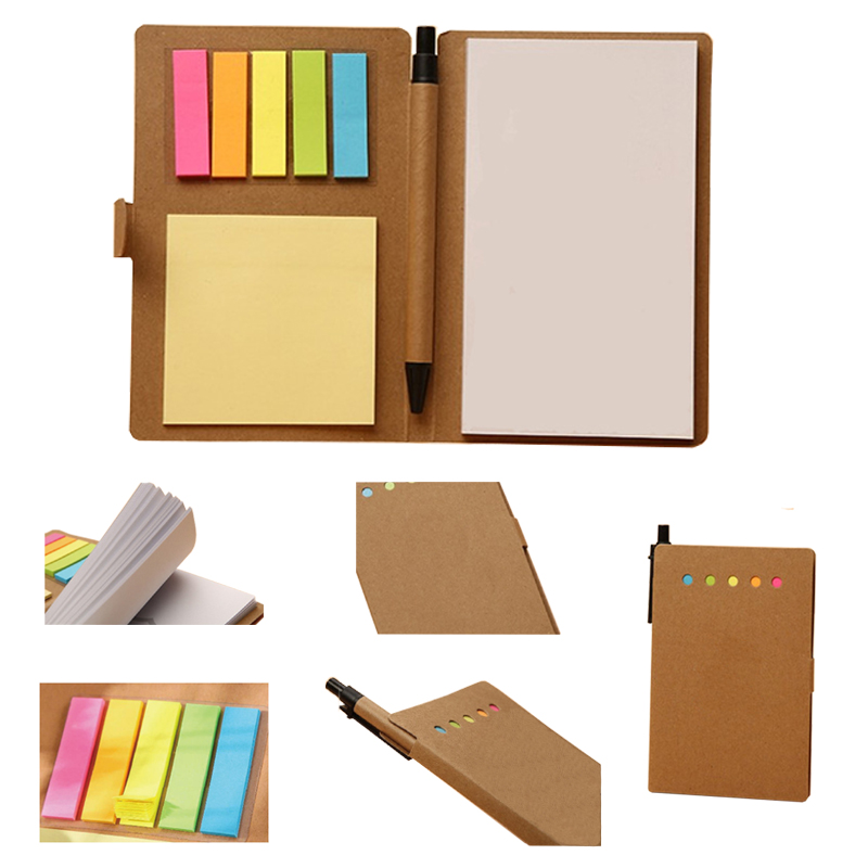 Kraft Paper Combination Post-it notes Notebook With Pen 1