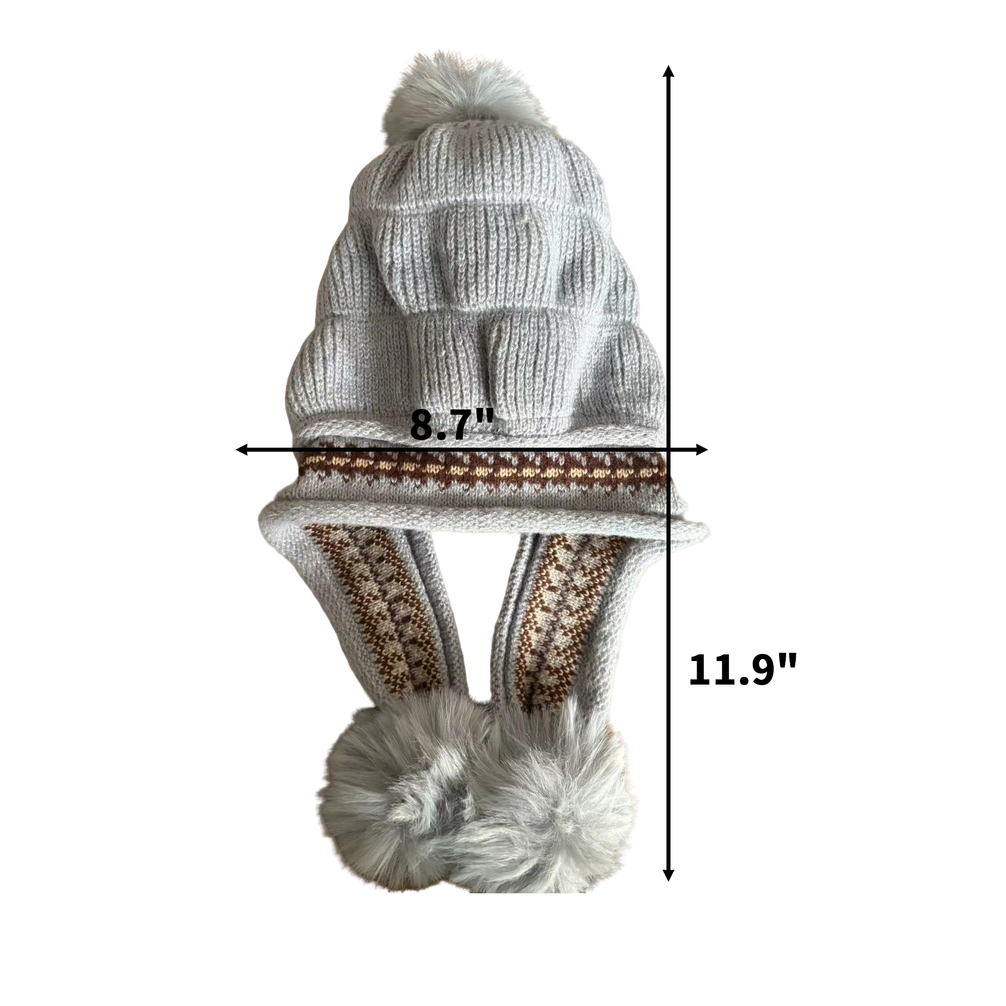 Knitted Beanie Pom Hat 11.9 x 8.7" 4