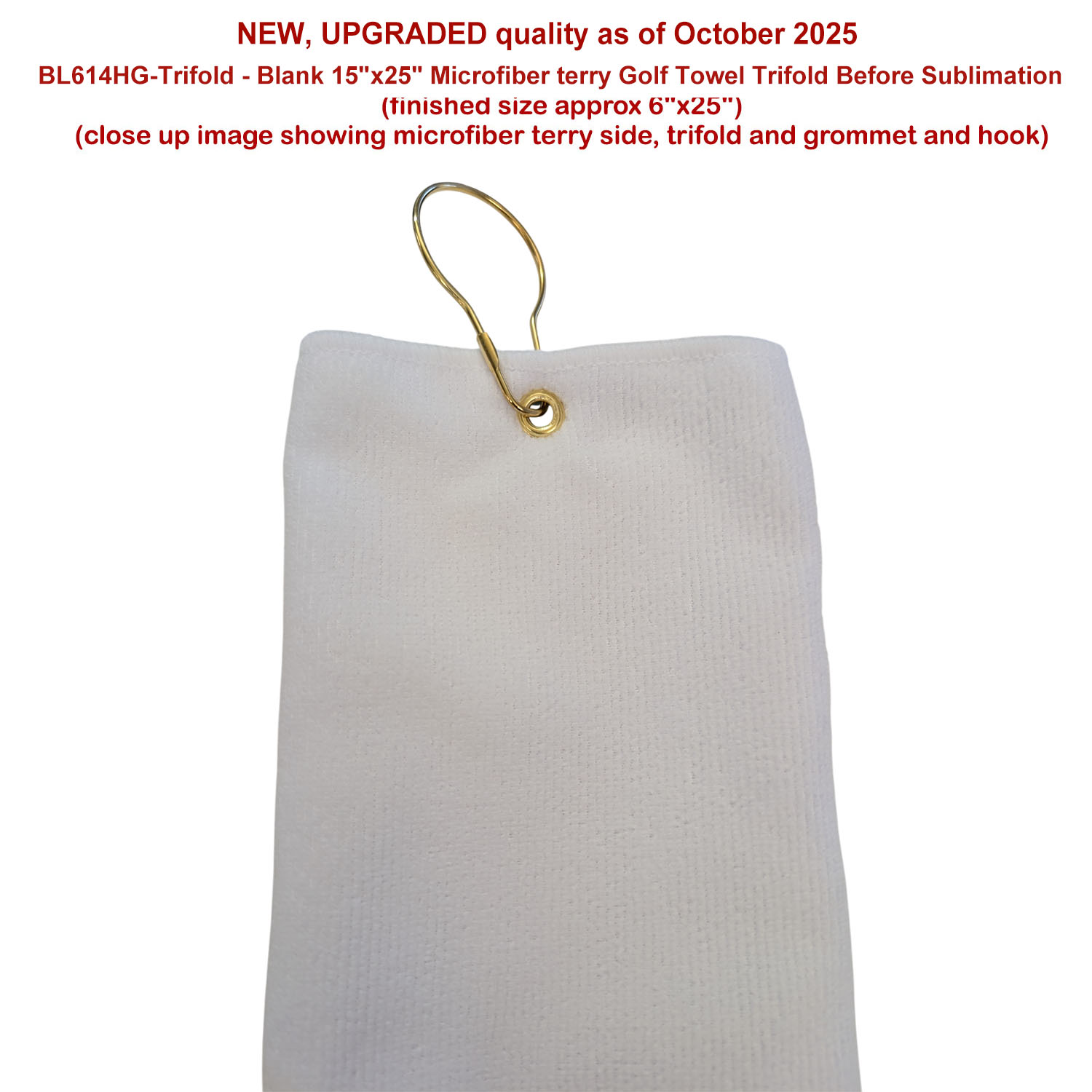 24Hr Express - Colored Microfiber Dri-lite Terry Golf Towel, Trifold, Finish size 6x25, Sublimated 2