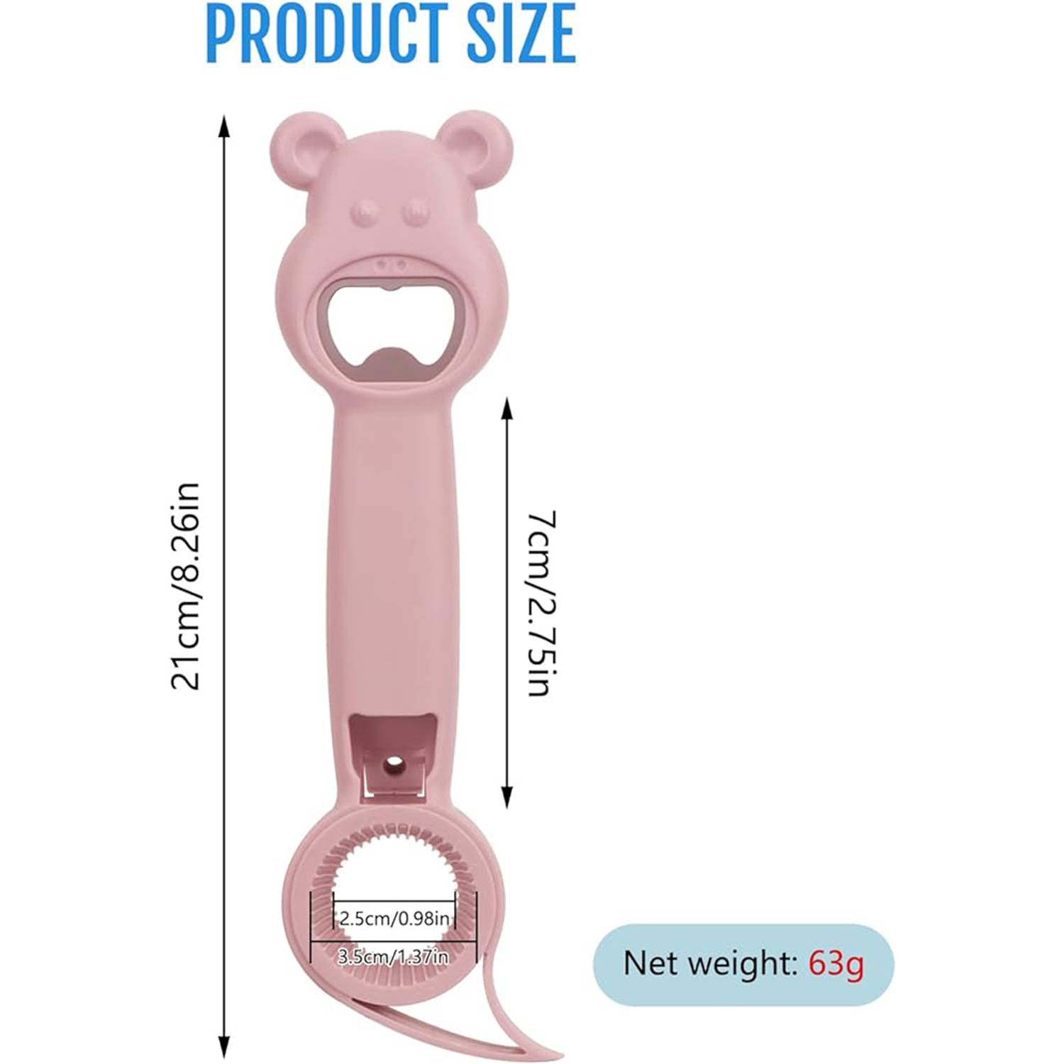 Multi-Use 4-in-1 Bear Non-Slip Labor Saving Bottle Opener, custom kitchen gadget with logo imprint 3