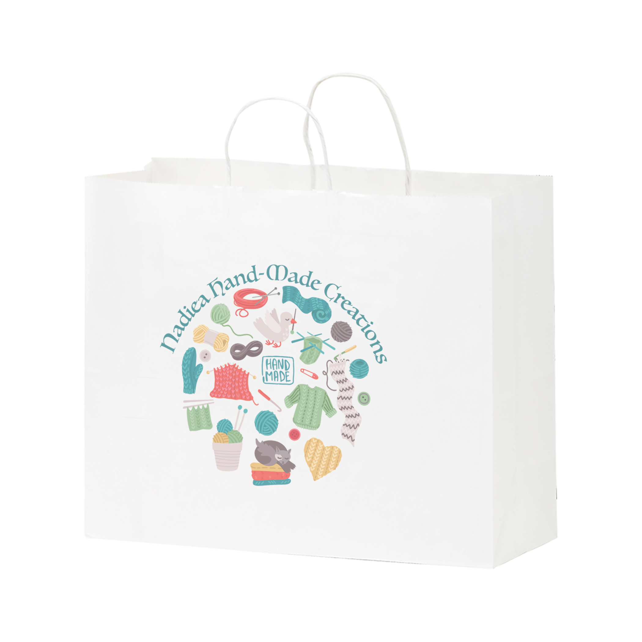 White Kraft Paper Shopper with Twisted Paper Handles 1