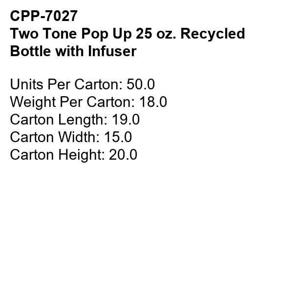 Two Tone Pop Up 25 oz. Recycled Bottle with Infuser 5