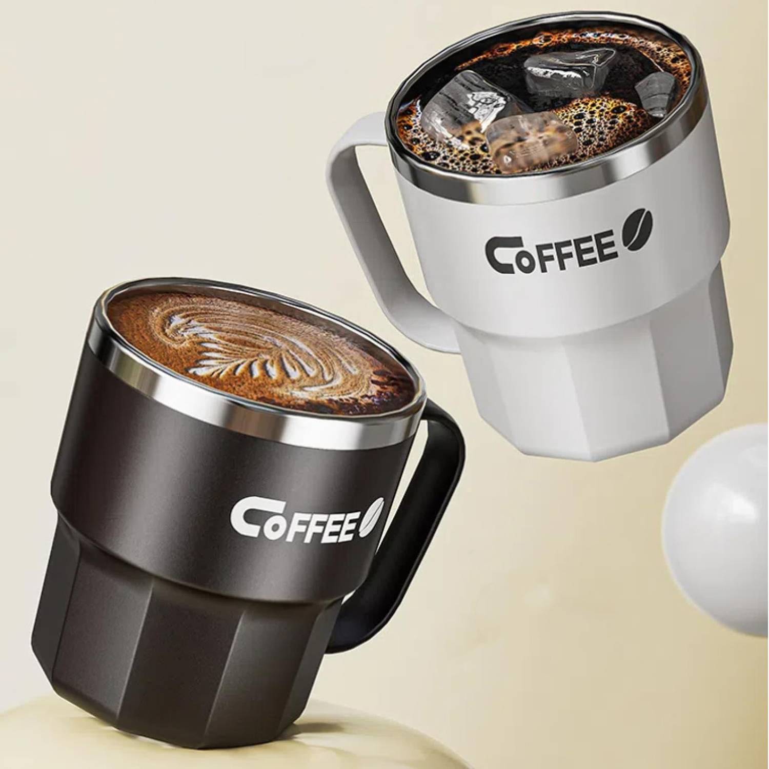 13Oz Stainless Steel Insulated Coffee Travel Mug W/ Lid 1