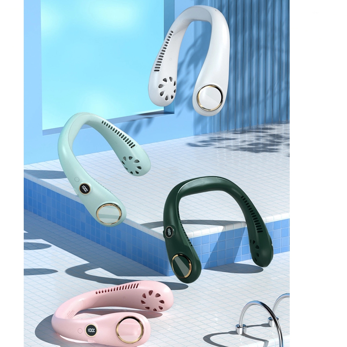 3000Mah Hands Free Portable Bladeless Neck Fan 4