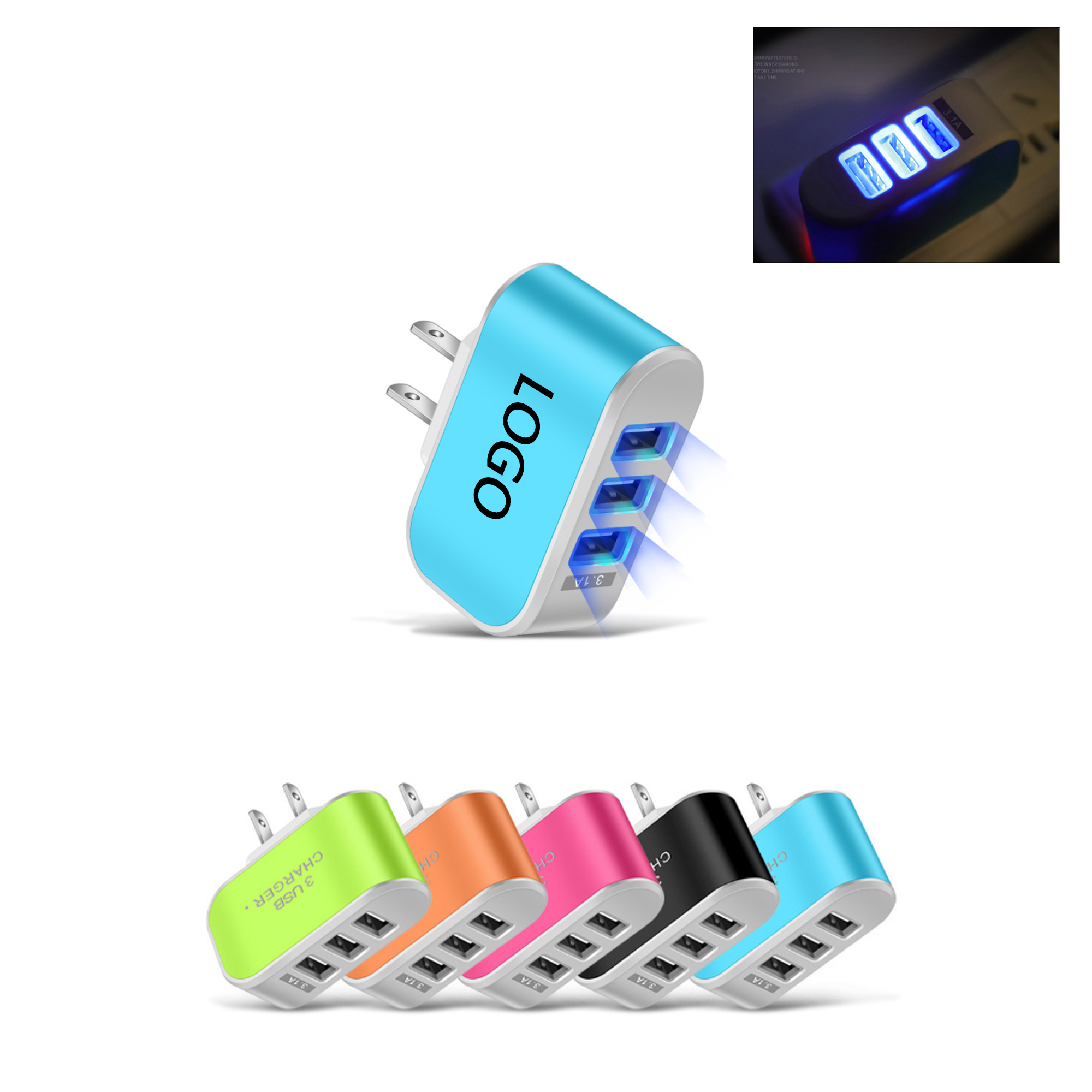 3 USB Led Luminous Charger 5