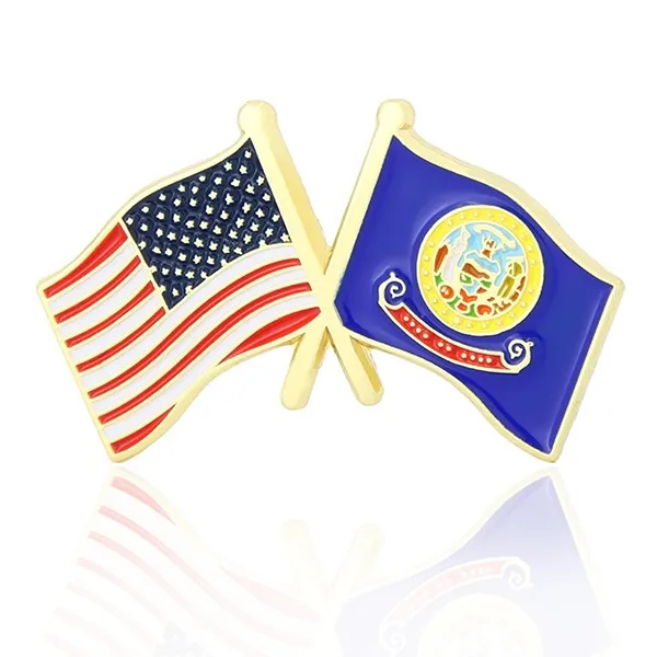 Stock Crossed Flag Pin (USA & USA) 48