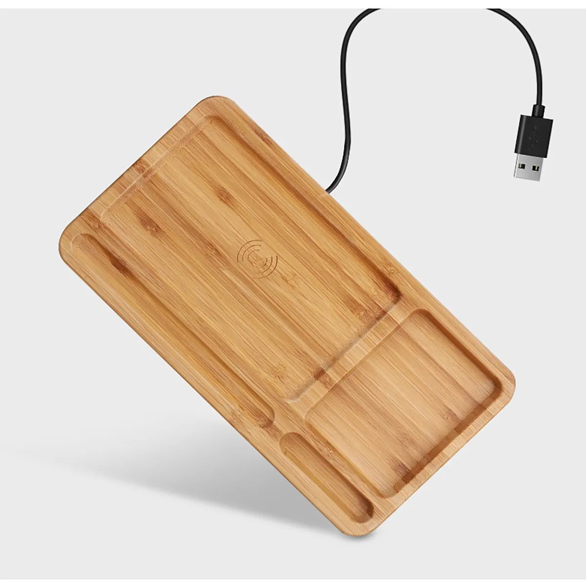 15W Wood Phone Wireless Charging Station with Desk Organizer 6