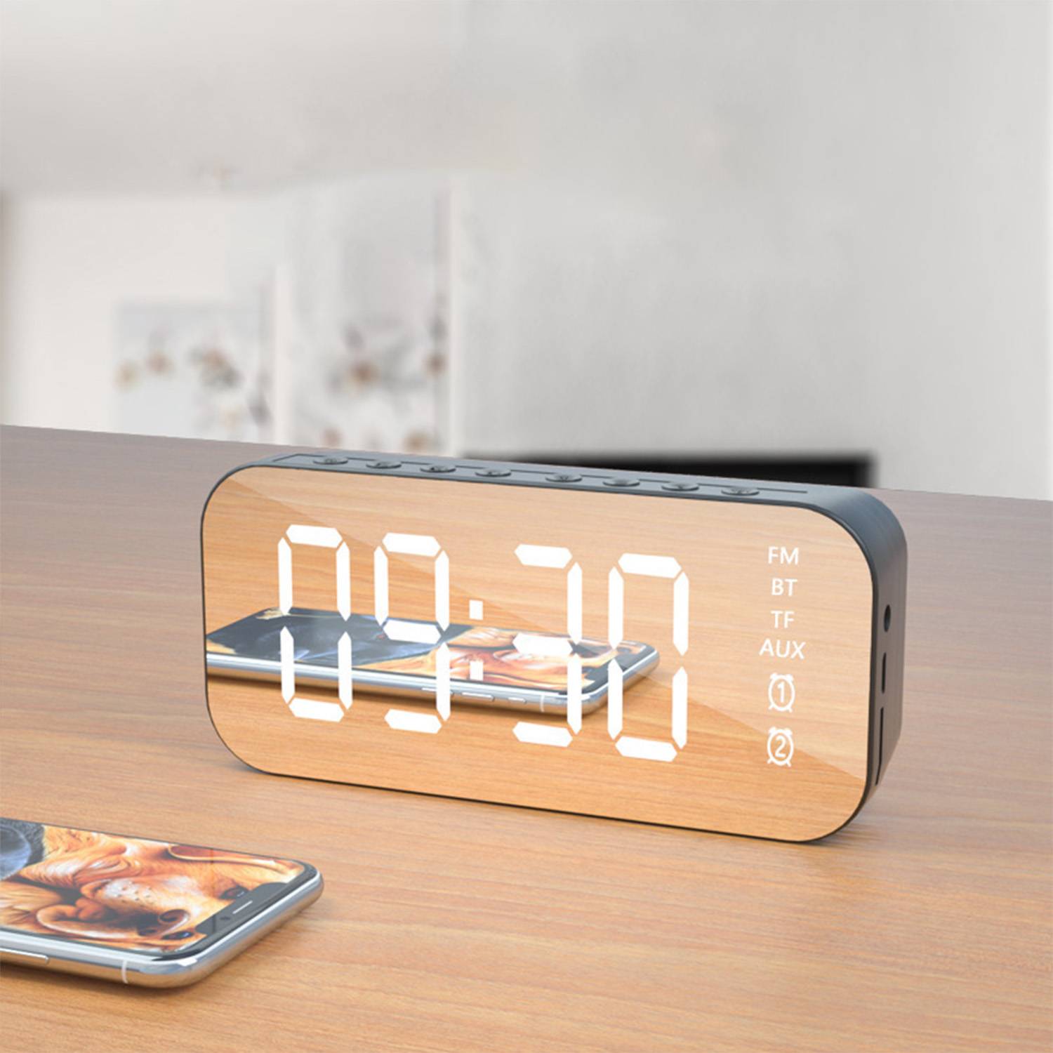 Mirror Alarm Clock Bluetooth Speaker 2