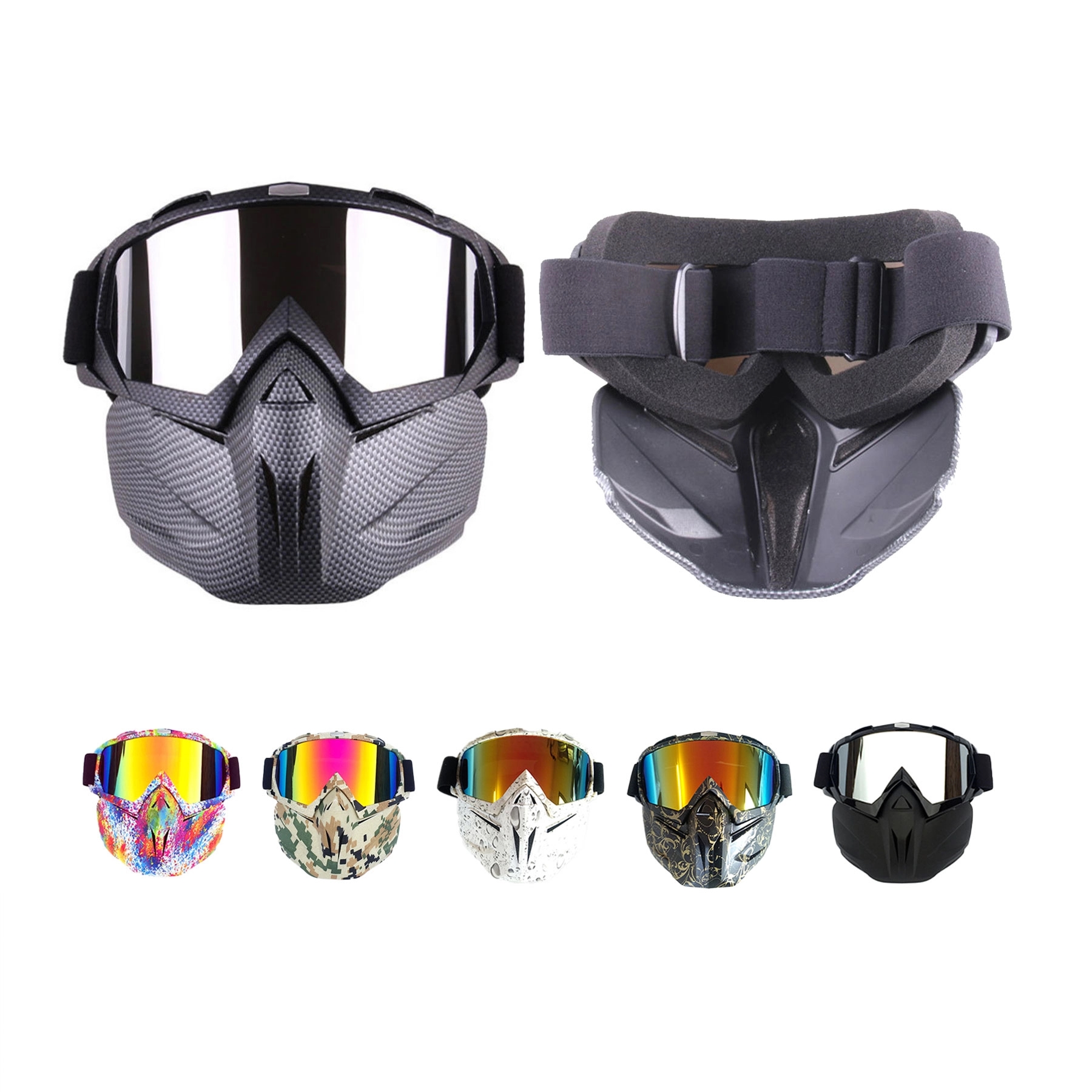 Motorcycle Helmet Riding Goggles Glasses With  Face Mask 4