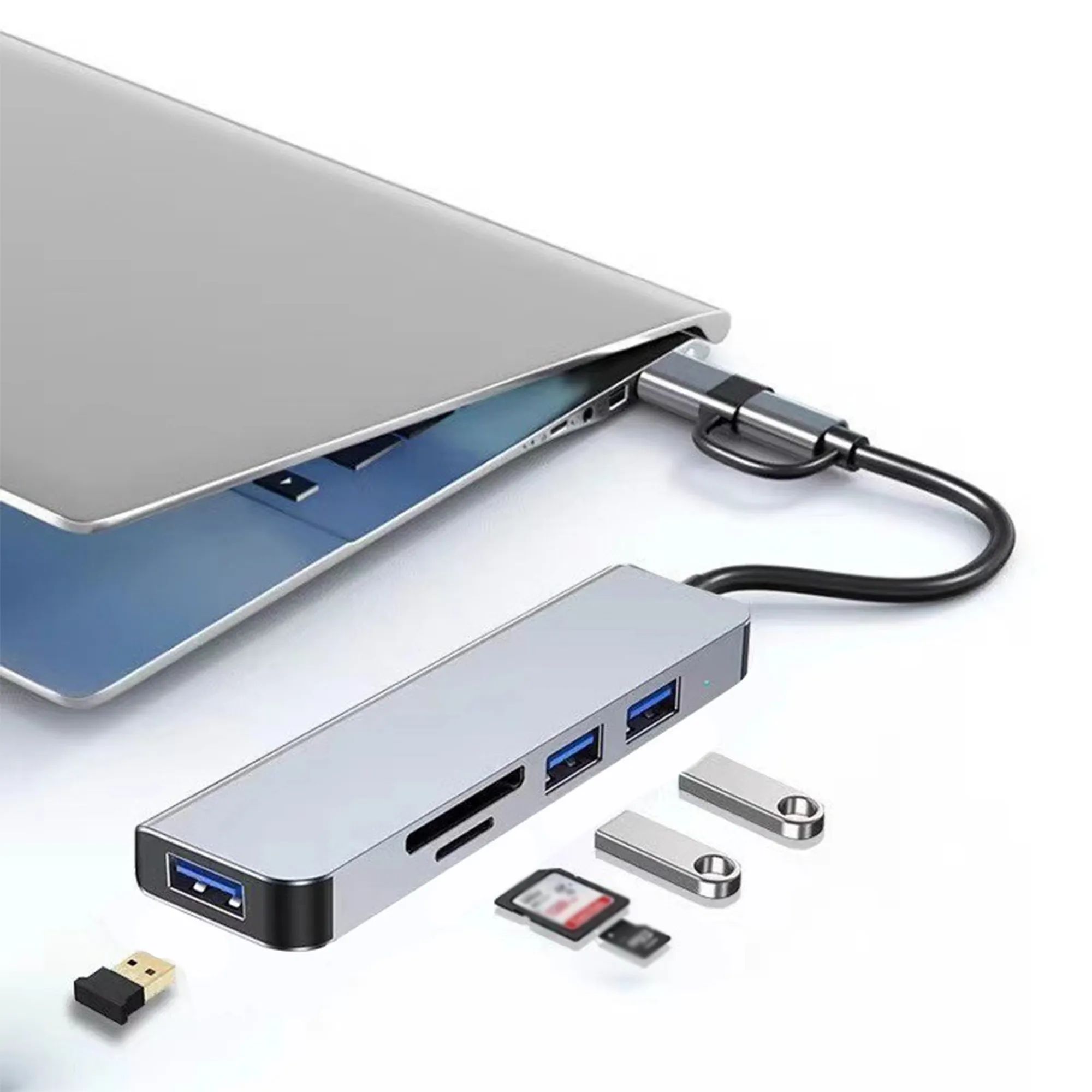 MOQ50 5 In 1 Multifunction USB Hub Card Reader 4