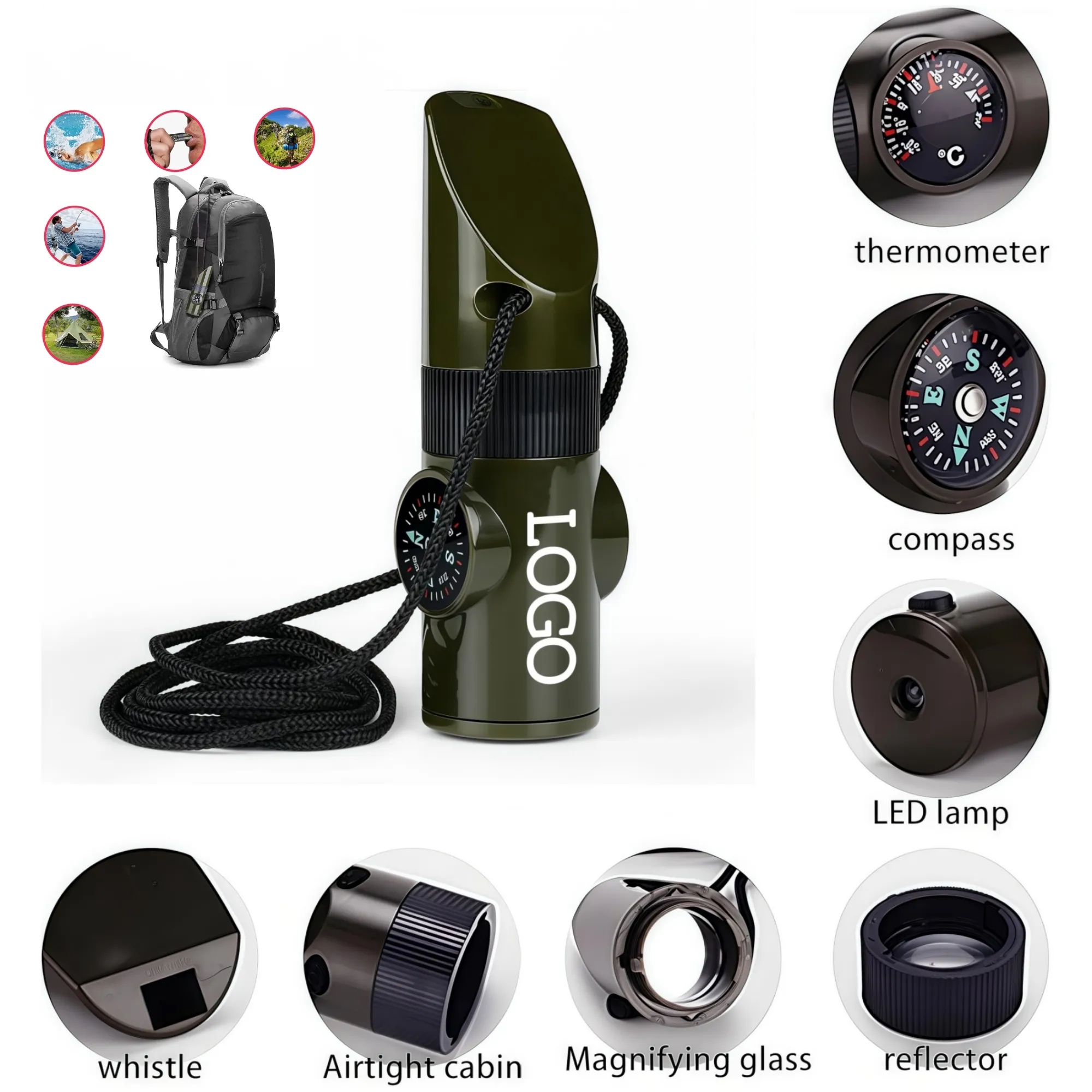 7-in-1 Outdoor Multifunctional Whistle with Lanyard 6