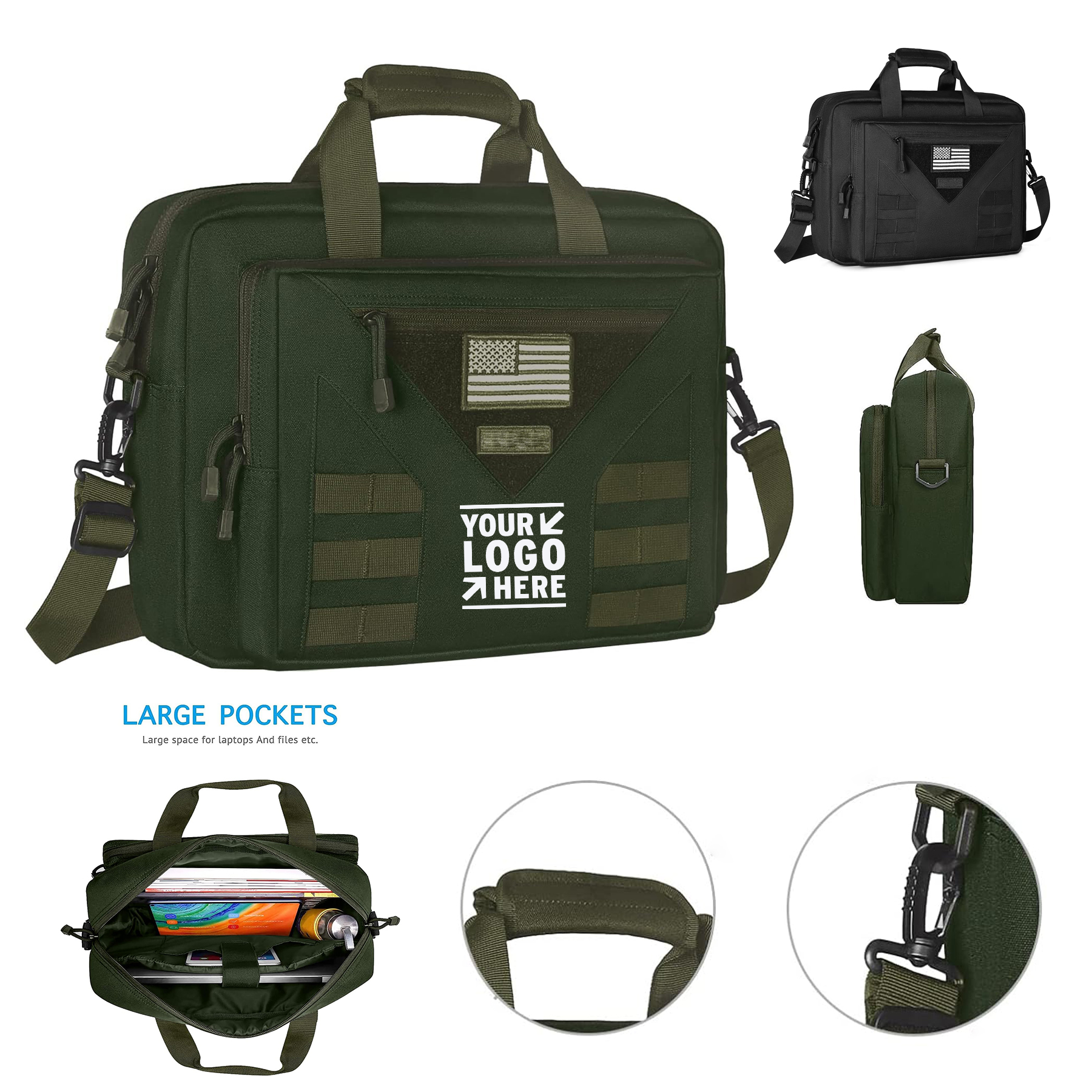 15-16 inch Multifunctional Adjustable Large Notebook Tactical Laptop Messenger Shoulder Bag 2