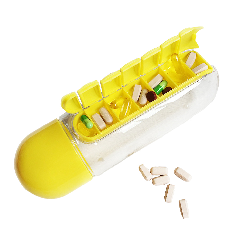 Two in one water cup medicine box 7 lattice outdoor portable water bottle 3