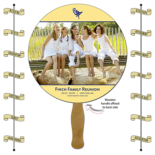 Announcement Hand Fan - 8.5 Inch Diameter Circle Laminated - 14 pt. 1