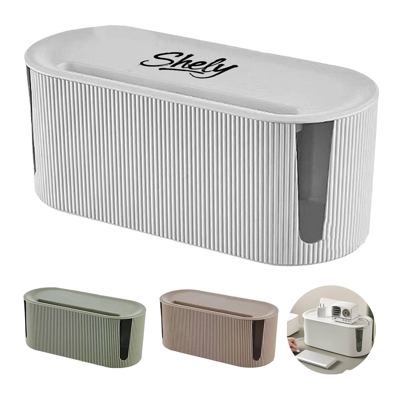 Desk PP Cable Management Storage Box 8