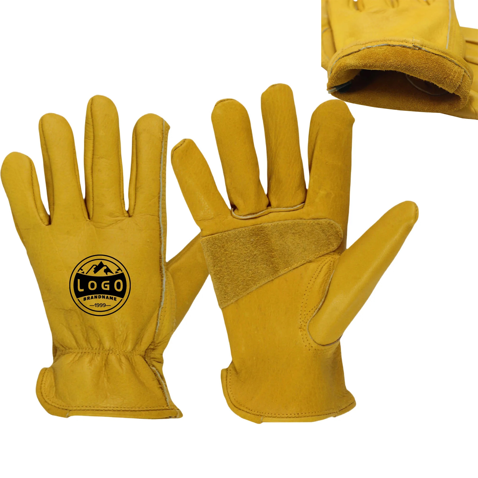 MOQ100 BC Yellow Leather Truck Driver Wrok Gloves 1