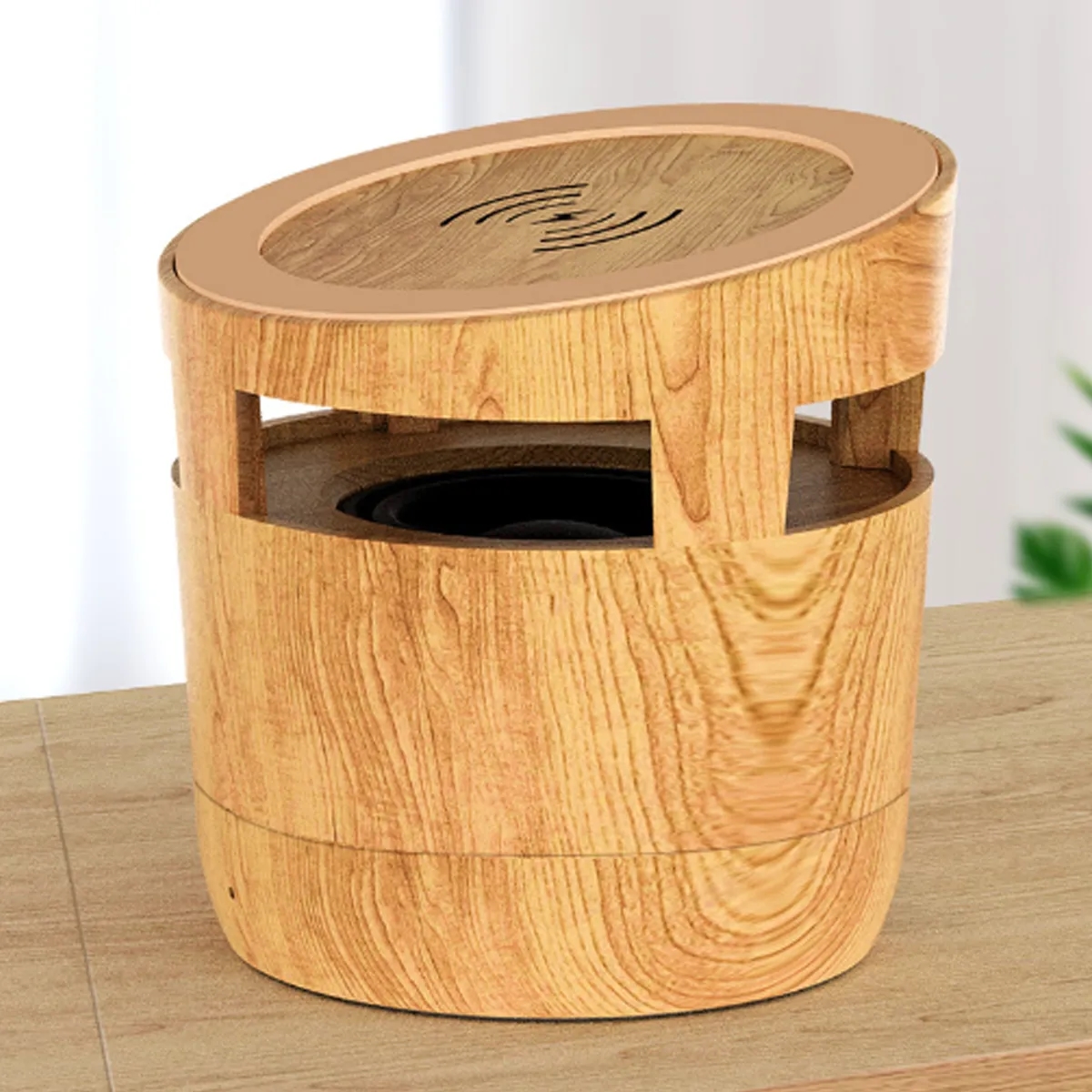 2 in 1 Wood Grain Wireless Charger with Bluetooth Speaker 1