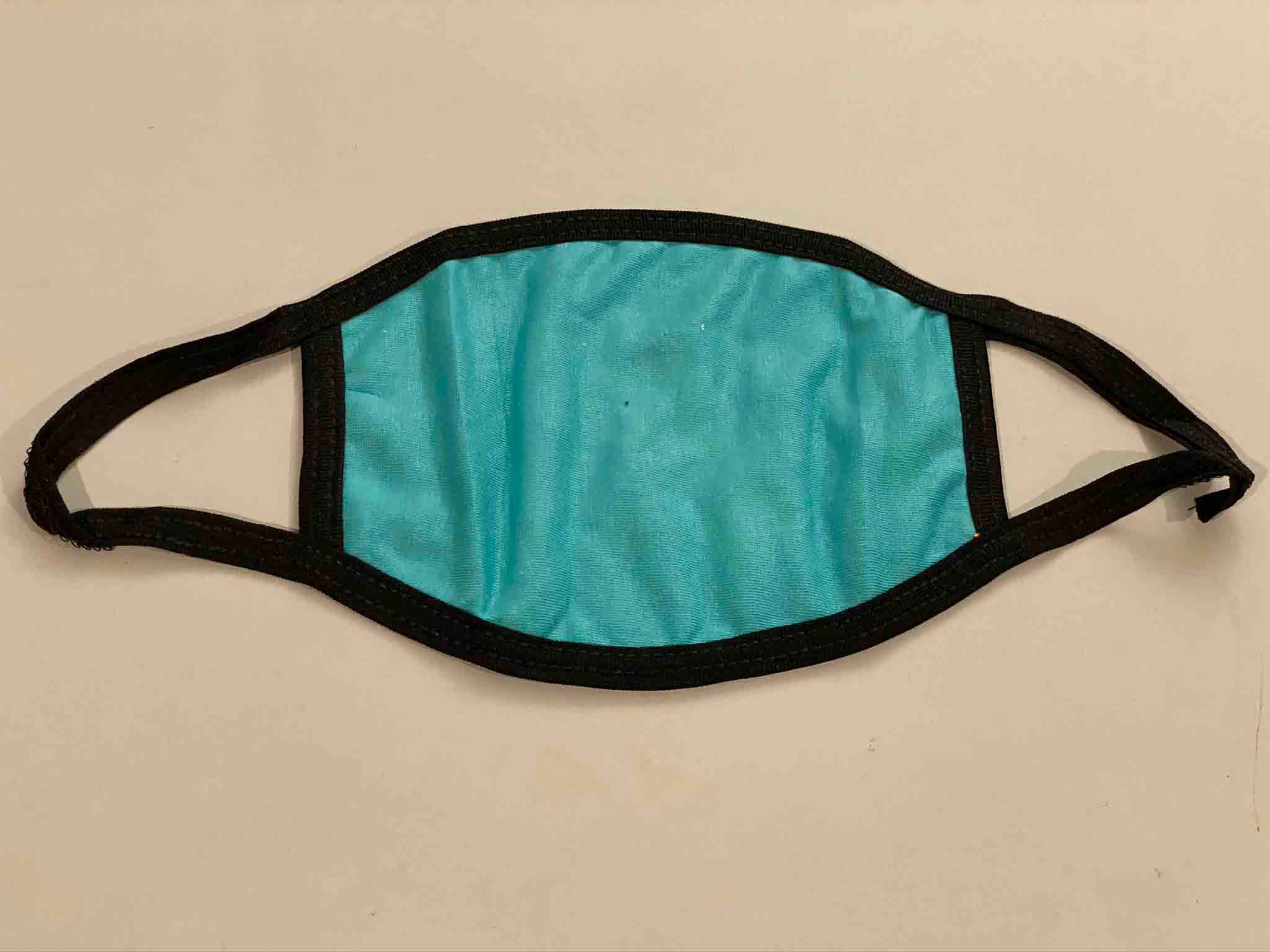 Teal Cotton Face Mask (Black Ear Loops) 2