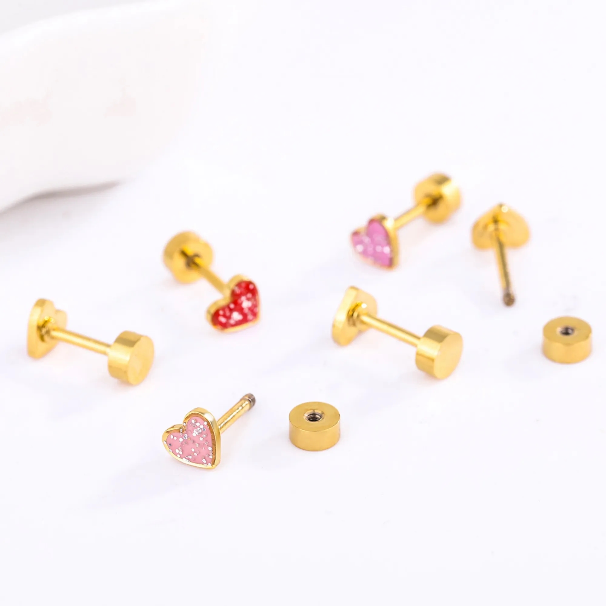 Heart Rainbow Flower Enamel Oil Drop Stud Earrings MOQ10 11