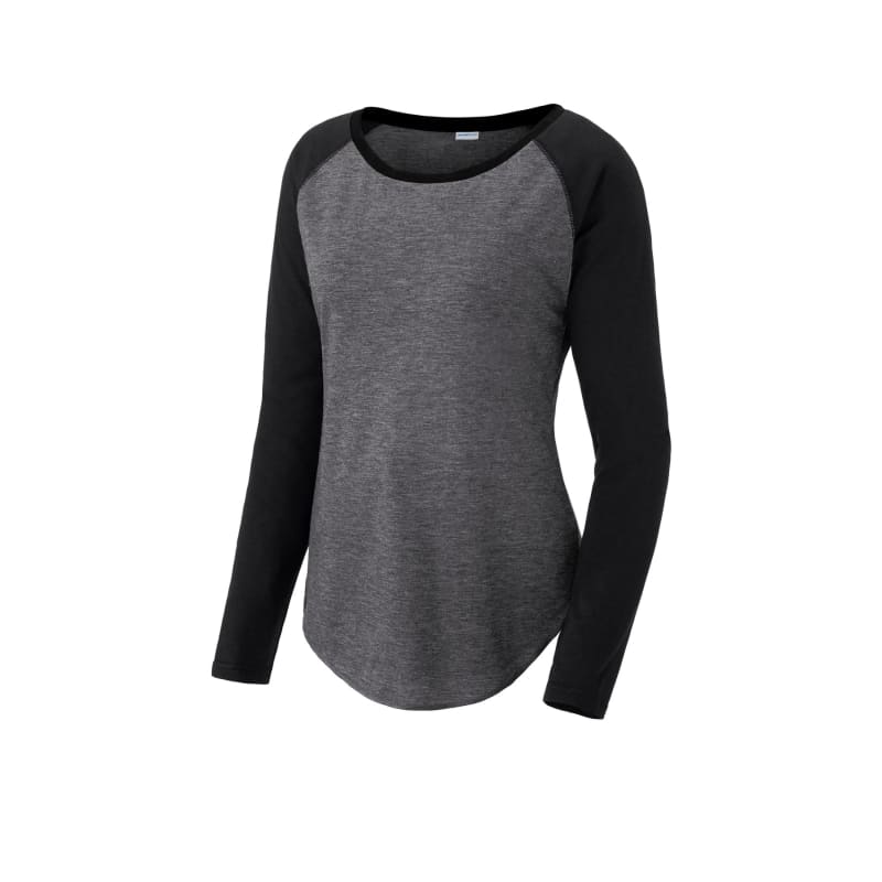 Sport-Tek Women's PosiCharge Long Sleeve Tri-Blend Wicking Scoop Neck Raglan Tee 35