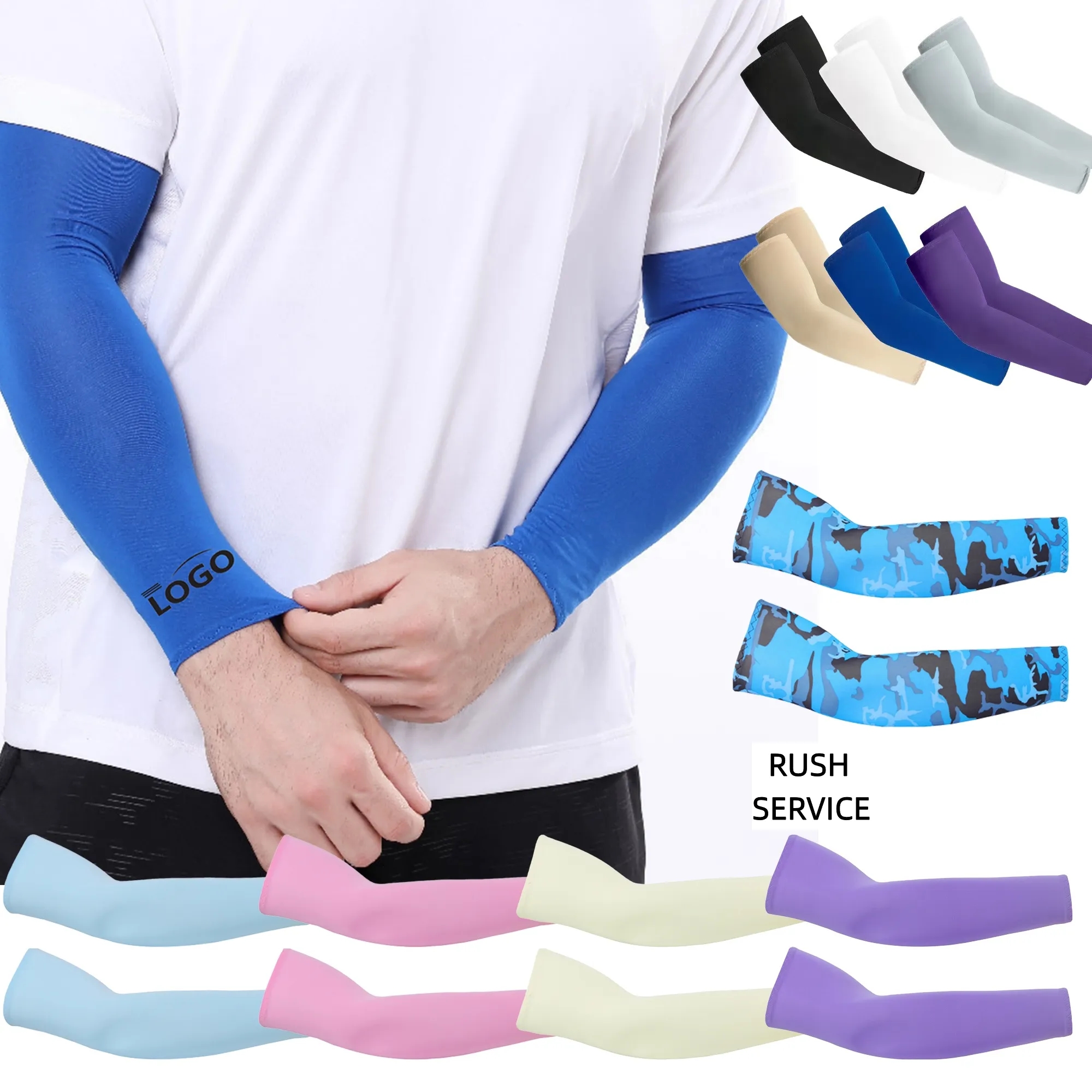 MOQ 50 Set Outdoor Sports Ice Silk Sunscreen Arm Sleeves 4