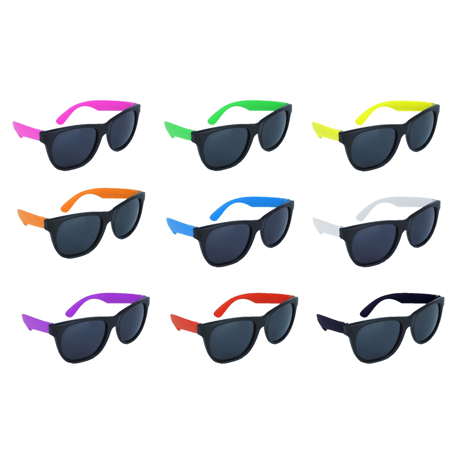 Black Frame Sunglasses w/Neon Temples 4