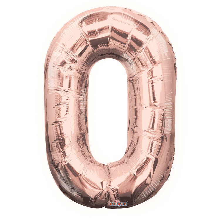 Mylar Number 0 Balloons - Rose Gold 34" 2