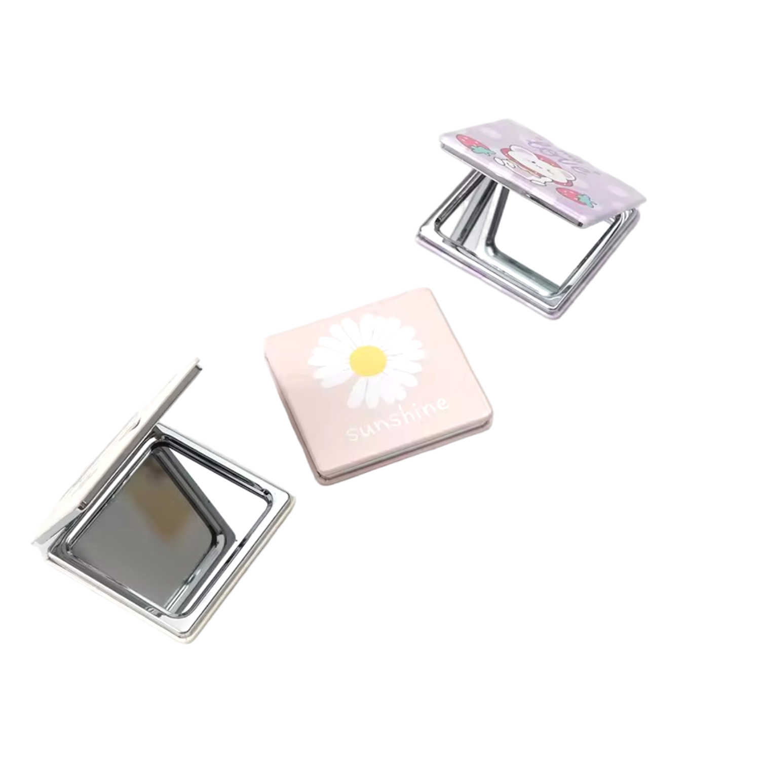 Square PU Leather Folding Compact Mirror 3