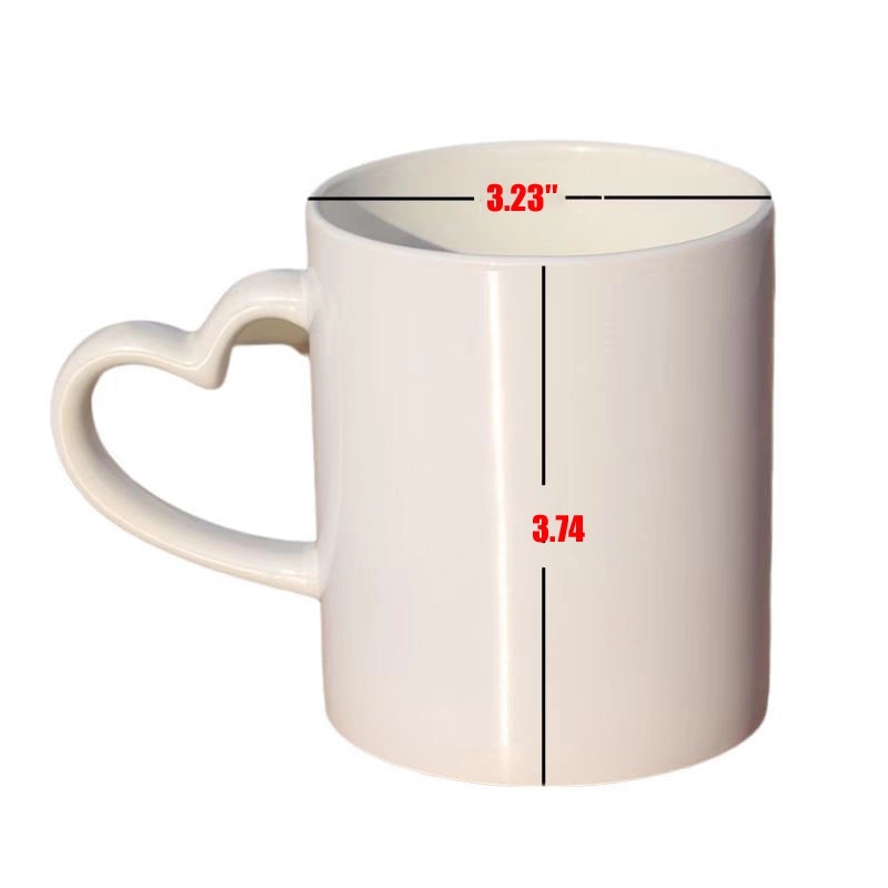 Custom 11 Oz sublimation blank mug with Heart handle 2