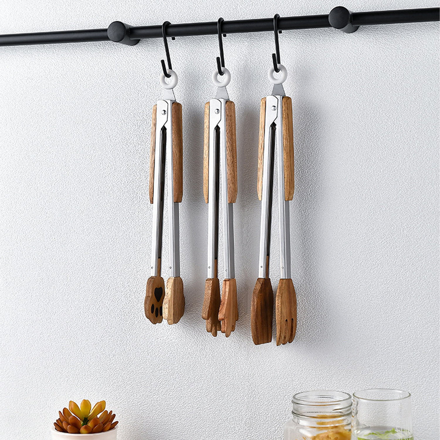 Acacia Wood Kitchen Food Tongs 2