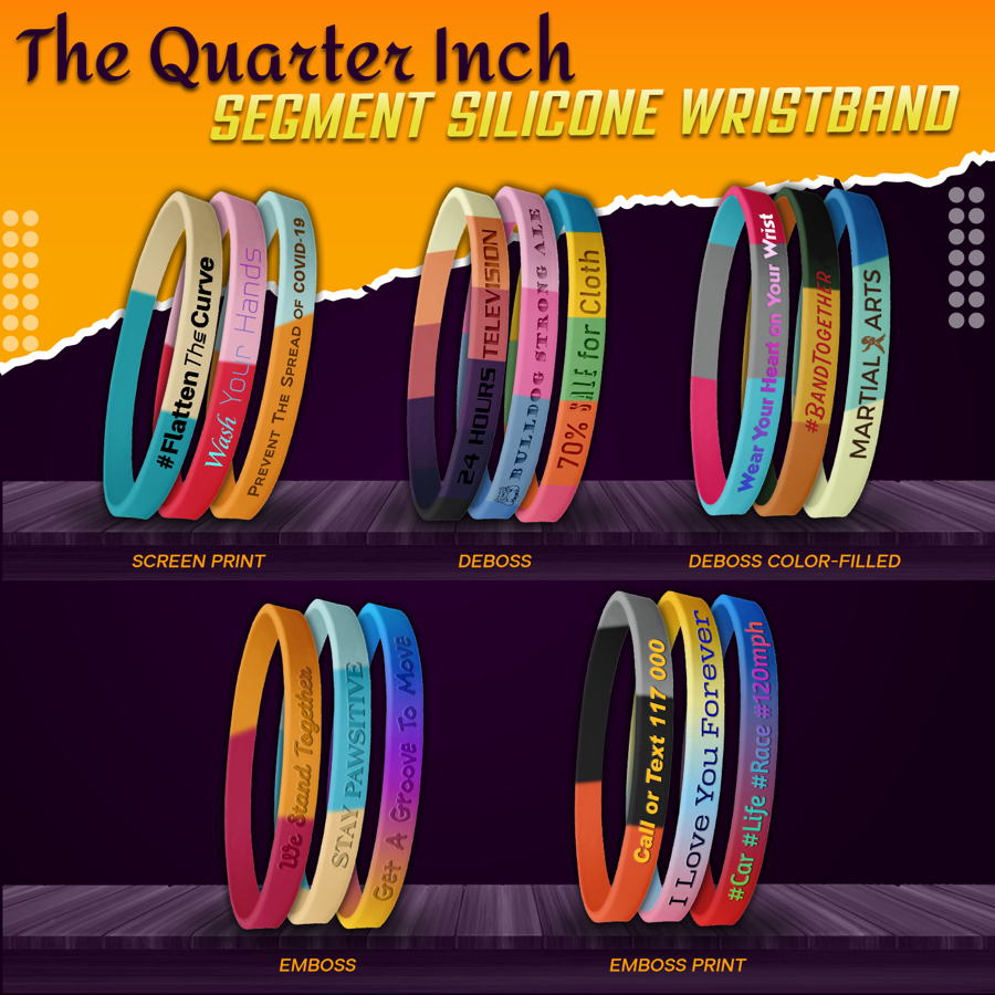 Segmented Silicone Wristband - 1/4" band 1