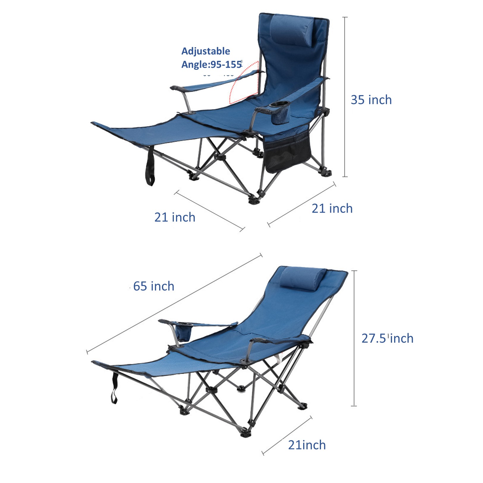Outdoor Folding Chair with Removable Footrest 6