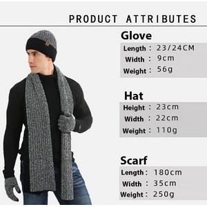 Warm Winter Hat Long Neck Scarf Touch Screen Gloves Set 4