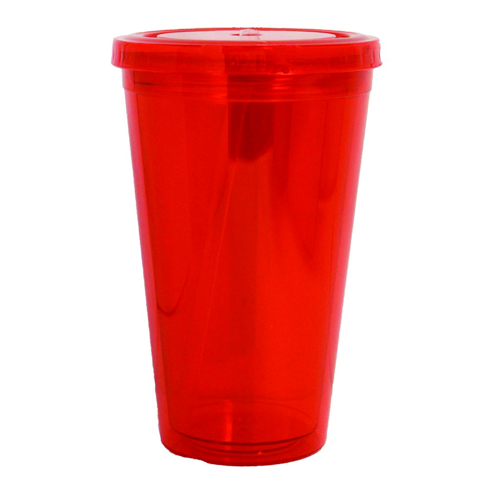 16 Oz Acrylic Double Wall Drink Cup W / Straw 2