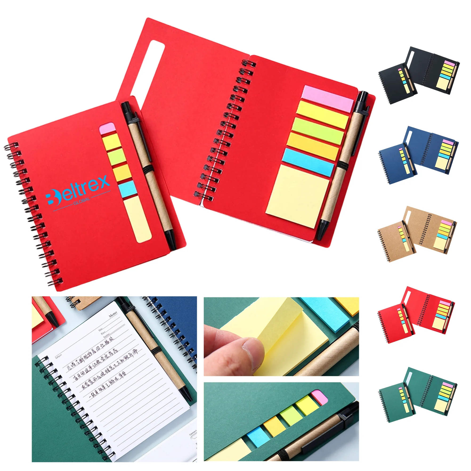 Durable Kraft Spiral Notepad with Pen and Sticky Pads 4