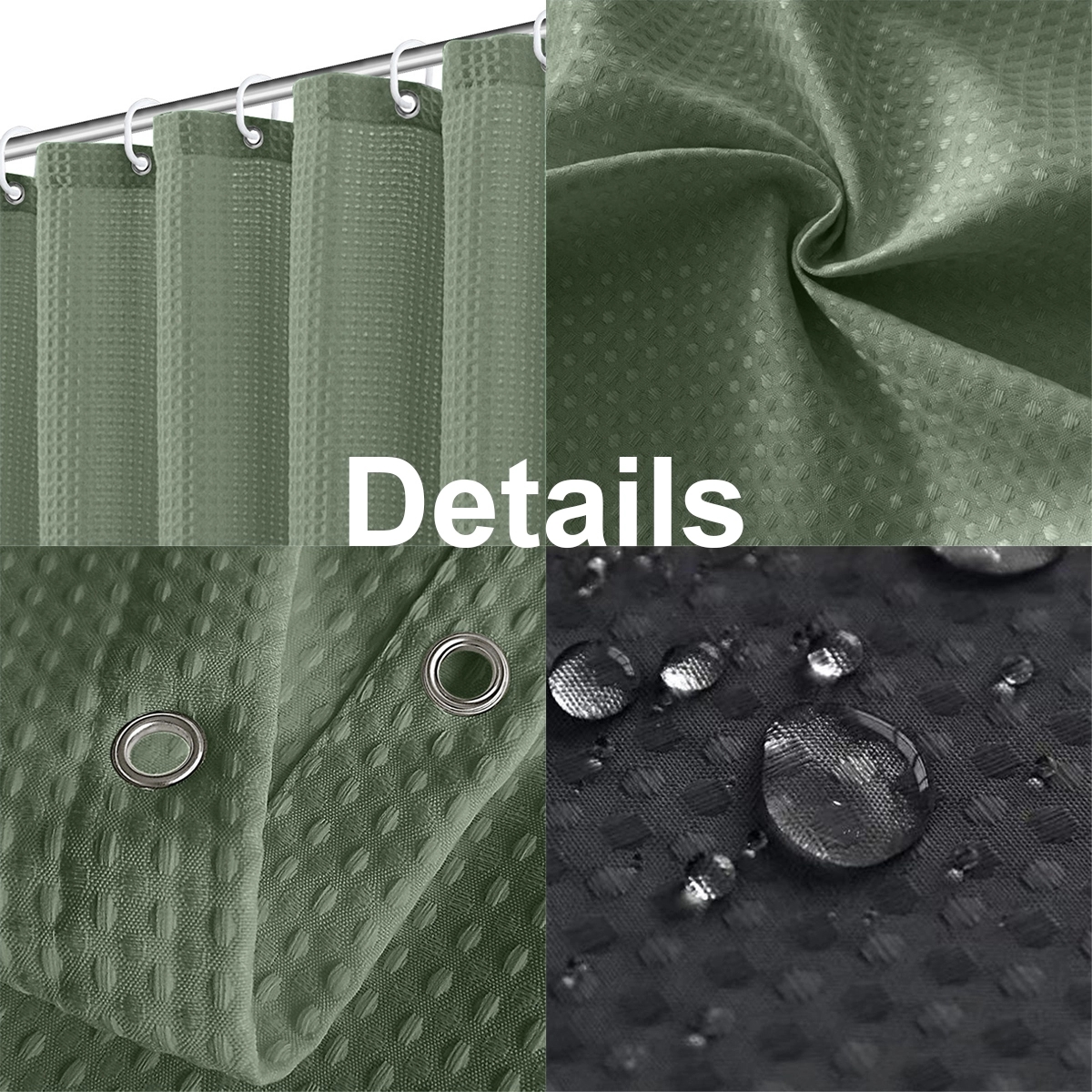 Pure Color Waffle Weave Shower Curtain 3