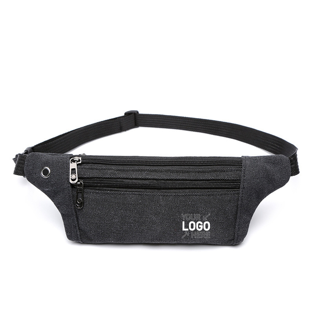 Canvas 3-Zipper Fanny Pack