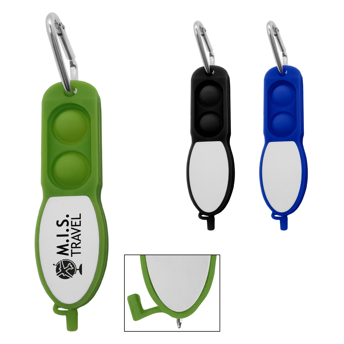 Push Pop Pen With Carabiner
