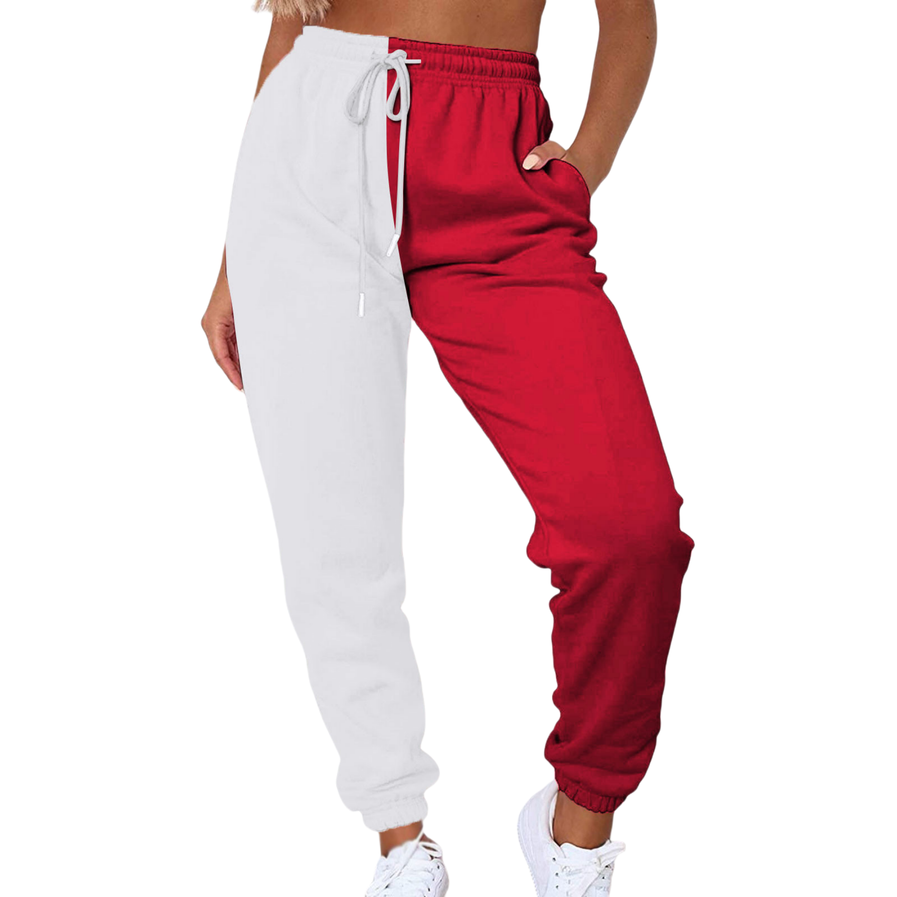 Color Block Drawstring Sweatpants Womens Chic Pants 9